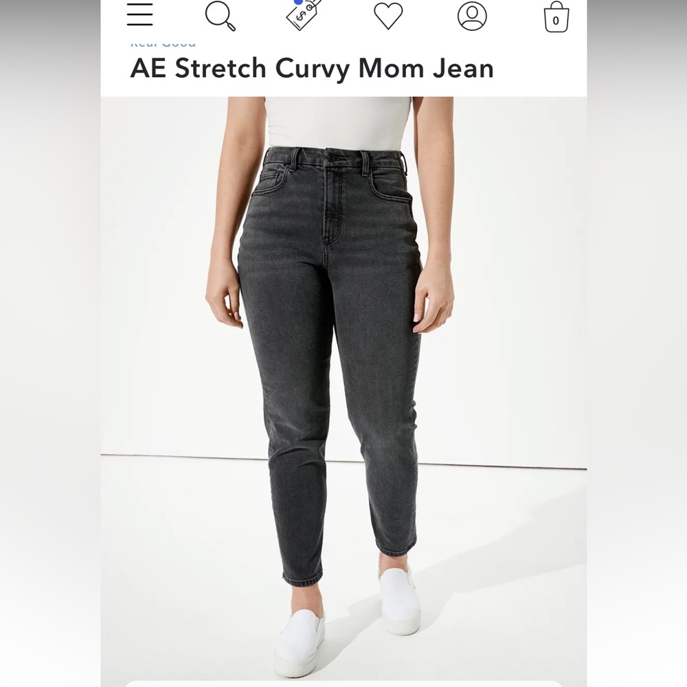 Black/Gray wash American Eagle mom jeans